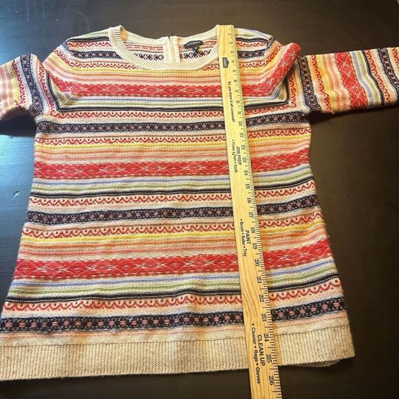 Talbots Sweater Striped Red Green Blue Yellow White Lambswool Sz Medium - Picture 6 of 9